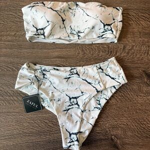 Zaful Black and White Marble Bikini Set